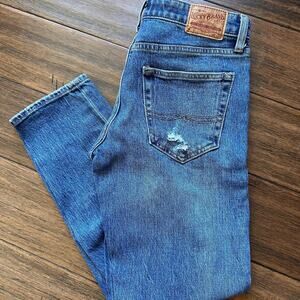 lucky brand jeans sienna slim boyfriend jeans medium wash straight leg sz 0/25